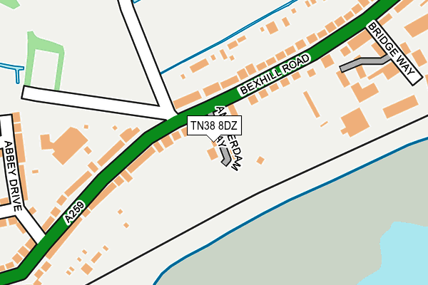 TN38 8DZ map - OS OpenMap – Local (Ordnance Survey)