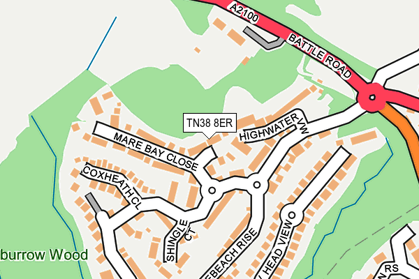 TN38 8ER map - OS OpenMap – Local (Ordnance Survey)