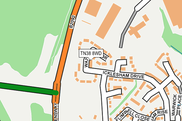 TN38 8WD map - OS OpenMap – Local (Ordnance Survey)