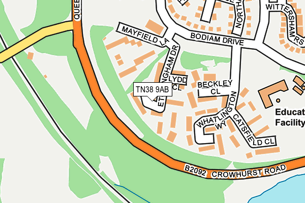TN38 9AB map - OS OpenMap – Local (Ordnance Survey)