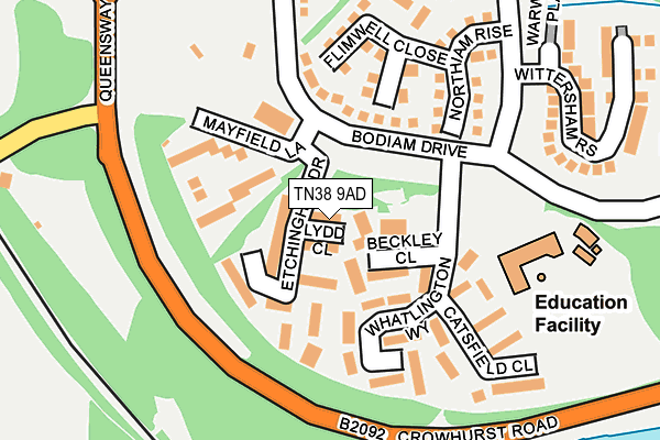 TN38 9AD map - OS OpenMap – Local (Ordnance Survey)
