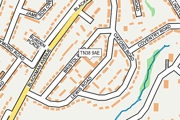 TN38 9AE map - OS OpenMap – Local (Ordnance Survey)