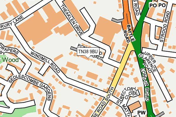 TN38 9BU map - OS OpenMap – Local (Ordnance Survey)