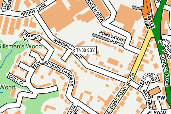 TN38 9BY map - OS OpenMap – Local (Ordnance Survey)