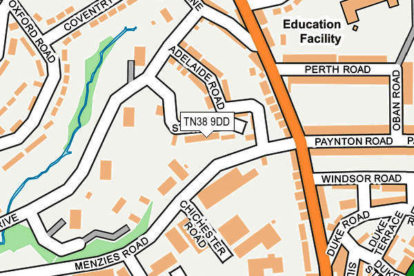 TN38 9DD map - OS OpenMap – Local (Ordnance Survey)