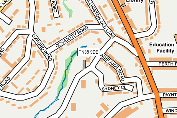 TN38 9DE map - OS OpenMap – Local (Ordnance Survey)