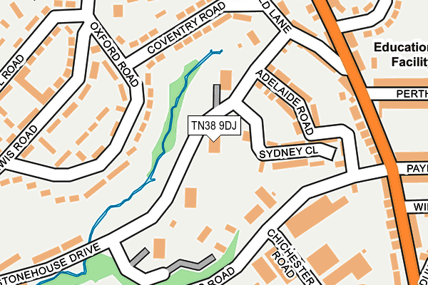TN38 9DJ map - OS OpenMap – Local (Ordnance Survey)