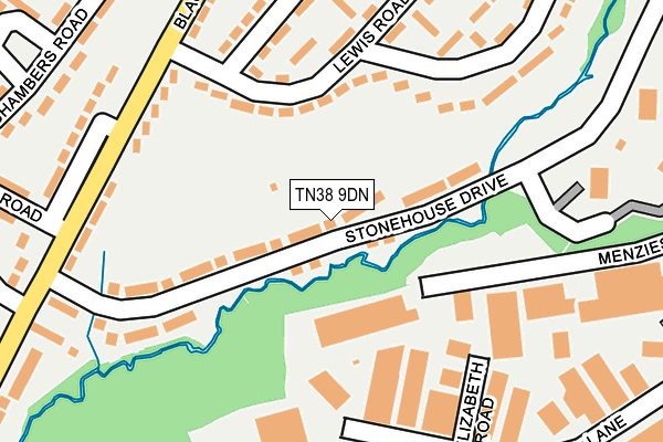 TN38 9DN map - OS OpenMap – Local (Ordnance Survey)