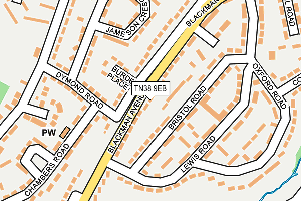 TN38 9EB map - OS OpenMap – Local (Ordnance Survey)
