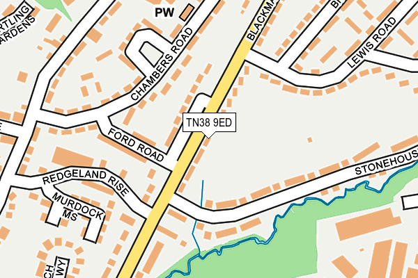 TN38 9ED map - OS OpenMap – Local (Ordnance Survey)