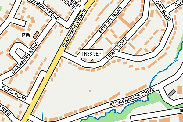 TN38 9EP map - OS OpenMap – Local (Ordnance Survey)