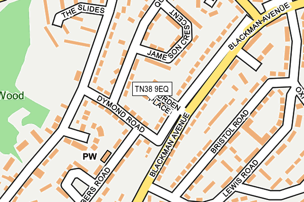 TN38 9EQ map - OS OpenMap – Local (Ordnance Survey)