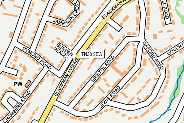 TN38 9EW map - OS OpenMap – Local (Ordnance Survey)
