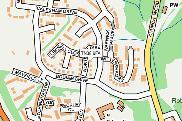 TN38 9FA map - OS OpenMap – Local (Ordnance Survey)