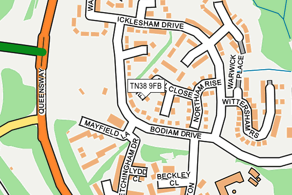 TN38 9FB map - OS OpenMap – Local (Ordnance Survey)