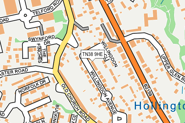 TN38 9HE map - OS OpenMap – Local (Ordnance Survey)