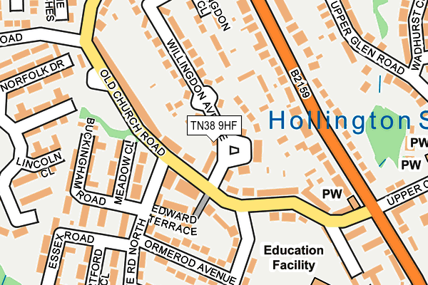 TN38 9HF map - OS OpenMap – Local (Ordnance Survey)