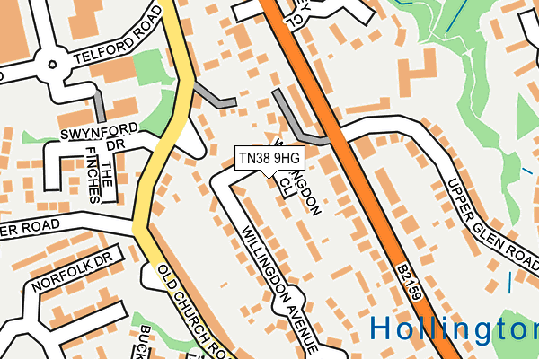TN38 9HG map - OS OpenMap – Local (Ordnance Survey)