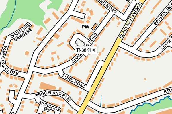 TN38 9HX map - OS OpenMap – Local (Ordnance Survey)