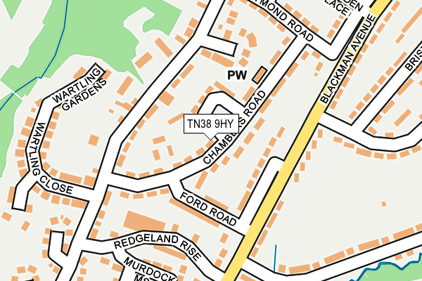 TN38 9HY map - OS OpenMap – Local (Ordnance Survey)