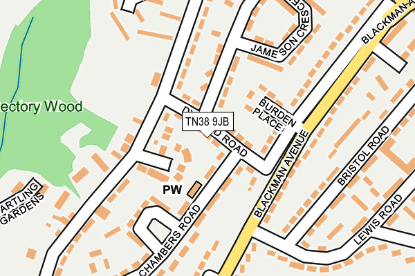 TN38 9JB map - OS OpenMap – Local (Ordnance Survey)