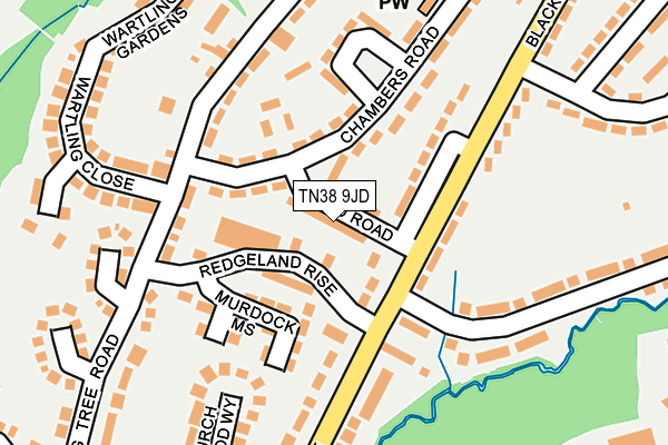 TN38 9JD map - OS OpenMap – Local (Ordnance Survey)