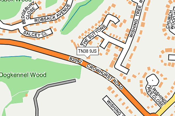 TN38 9JS map - OS OpenMap – Local (Ordnance Survey)