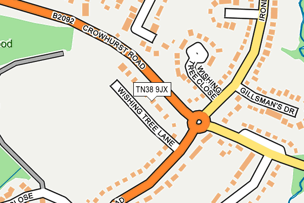 TN38 9JX map - OS OpenMap – Local (Ordnance Survey)