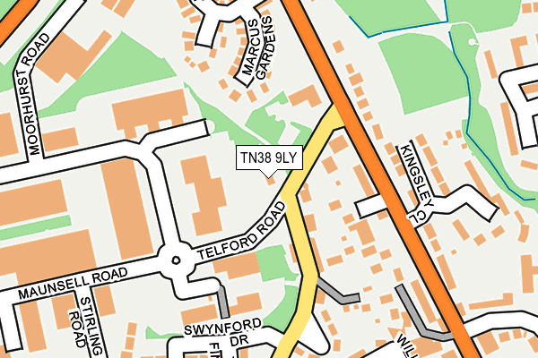 TN38 9LY map - OS OpenMap – Local (Ordnance Survey)