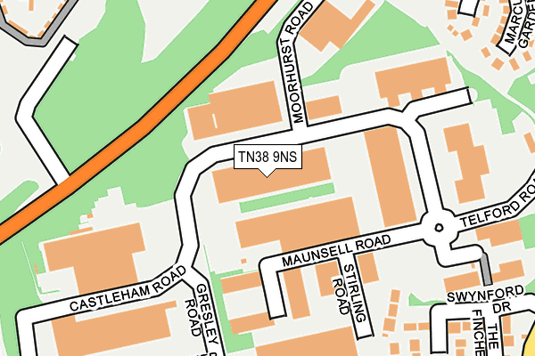 TN38 9NS map - OS OpenMap – Local (Ordnance Survey)