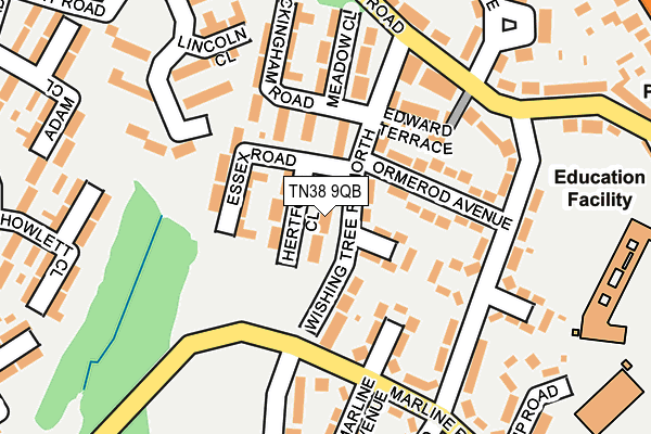 TN38 9QB map - OS OpenMap – Local (Ordnance Survey)