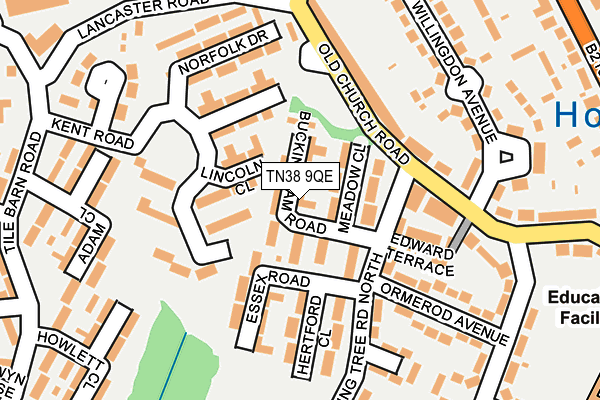 TN38 9QE map - OS OpenMap – Local (Ordnance Survey)