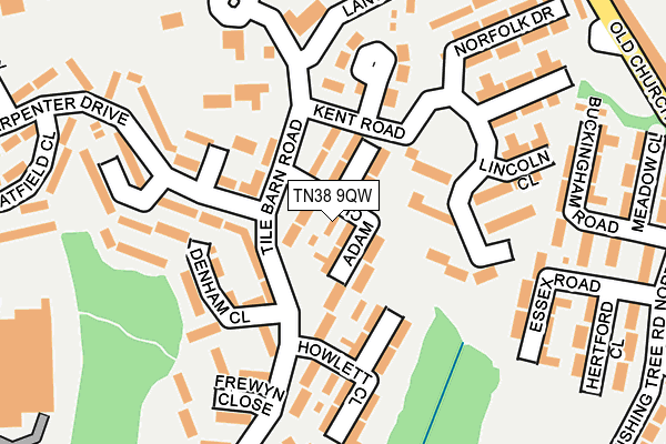 TN38 9QW map - OS OpenMap – Local (Ordnance Survey)