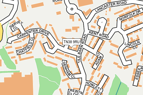 TN38 9RU map - OS OpenMap – Local (Ordnance Survey)