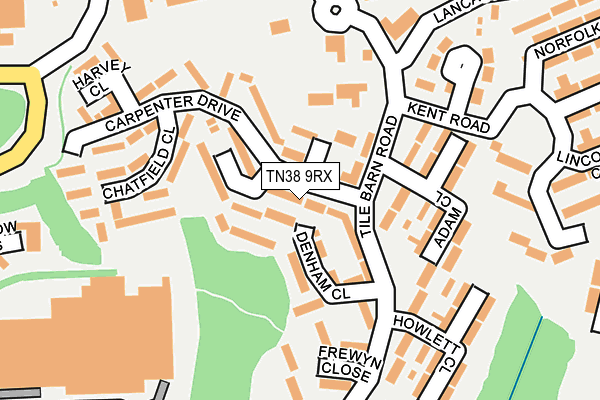 TN38 9RX map - OS OpenMap – Local (Ordnance Survey)
