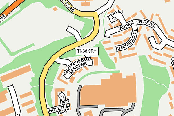 TN38 9RY map - OS OpenMap – Local (Ordnance Survey)