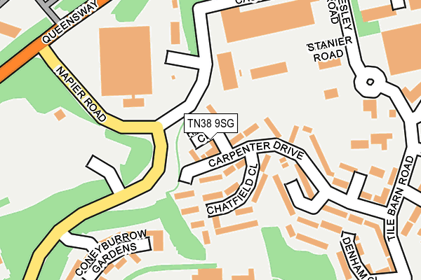 TN38 9SG map - OS OpenMap – Local (Ordnance Survey)
