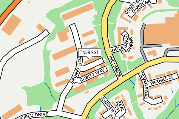 TN38 9ST map - OS OpenMap – Local (Ordnance Survey)