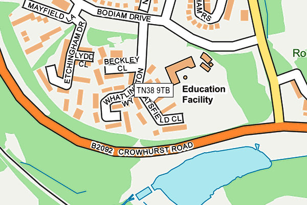 TN38 9TB map - OS OpenMap – Local (Ordnance Survey)