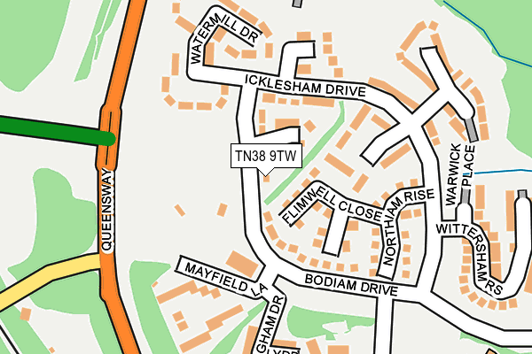 TN38 9TW map - OS OpenMap – Local (Ordnance Survey)