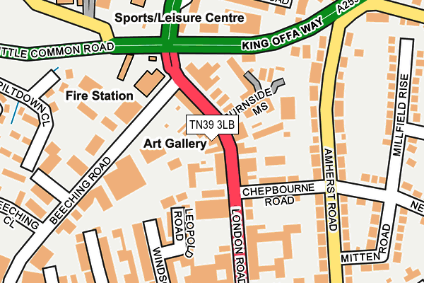 TN39 3LB map - OS OpenMap – Local (Ordnance Survey)