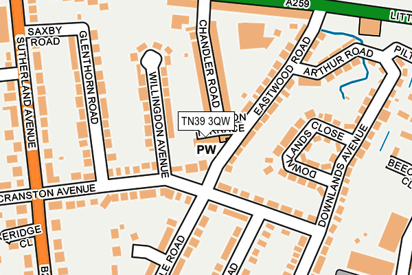 TN39 3QW map - OS OpenMap – Local (Ordnance Survey)