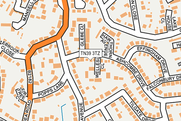 TN39 3TZ map - OS OpenMap – Local (Ordnance Survey)