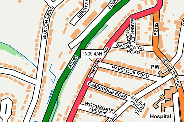 TN39 4AH map - OS OpenMap – Local (Ordnance Survey)