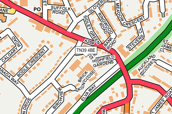 TN39 4BE map - OS OpenMap – Local (Ordnance Survey)