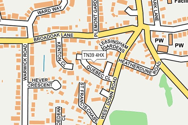 TN39 4HX map - OS OpenMap – Local (Ordnance Survey)