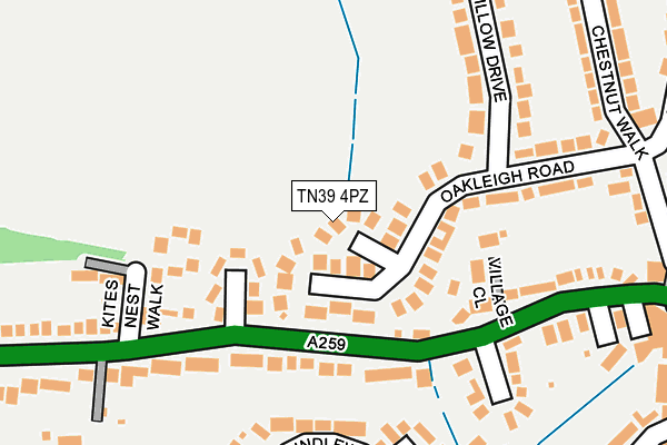 TN39 4PZ map - OS OpenMap – Local (Ordnance Survey)