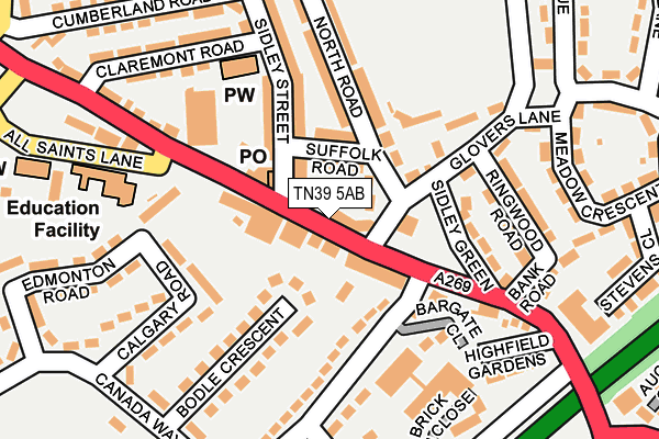 TN39 5AB map - OS OpenMap – Local (Ordnance Survey)