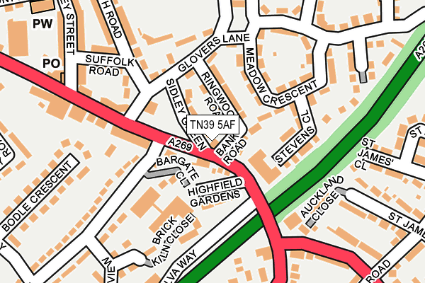 TN39 5AF map - OS OpenMap – Local (Ordnance Survey)