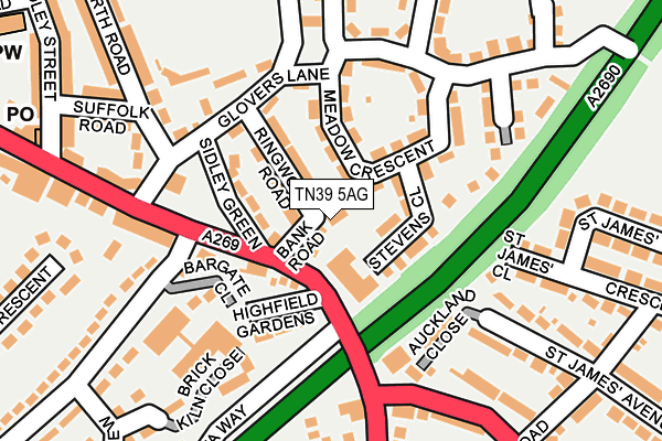 TN39 5AG map - OS OpenMap – Local (Ordnance Survey)